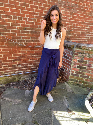 Ruffle Culotte pants - Navy | Southern Fancy Boutique